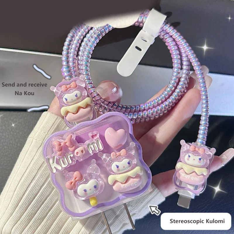 Hello Kitty Kuromi Ładowarka Kabel do transmisji danych Etui ochronne i zestaw do nawijania dla Apple 18W 20W Szybka ładowarka Adapter Etui na ładowarkę do telefonu