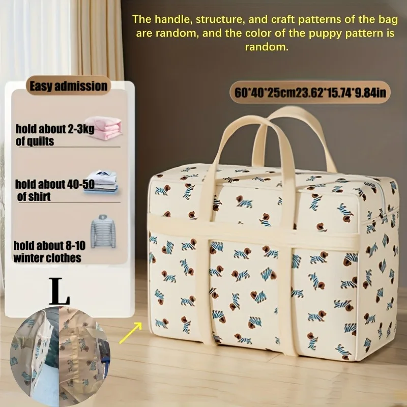1pc Foldable Luggage Organizer Bag with Cute Puppy Pattern,Large Capacity Space-Saving Travel Storage Bag,Durable Polyester bag view 6