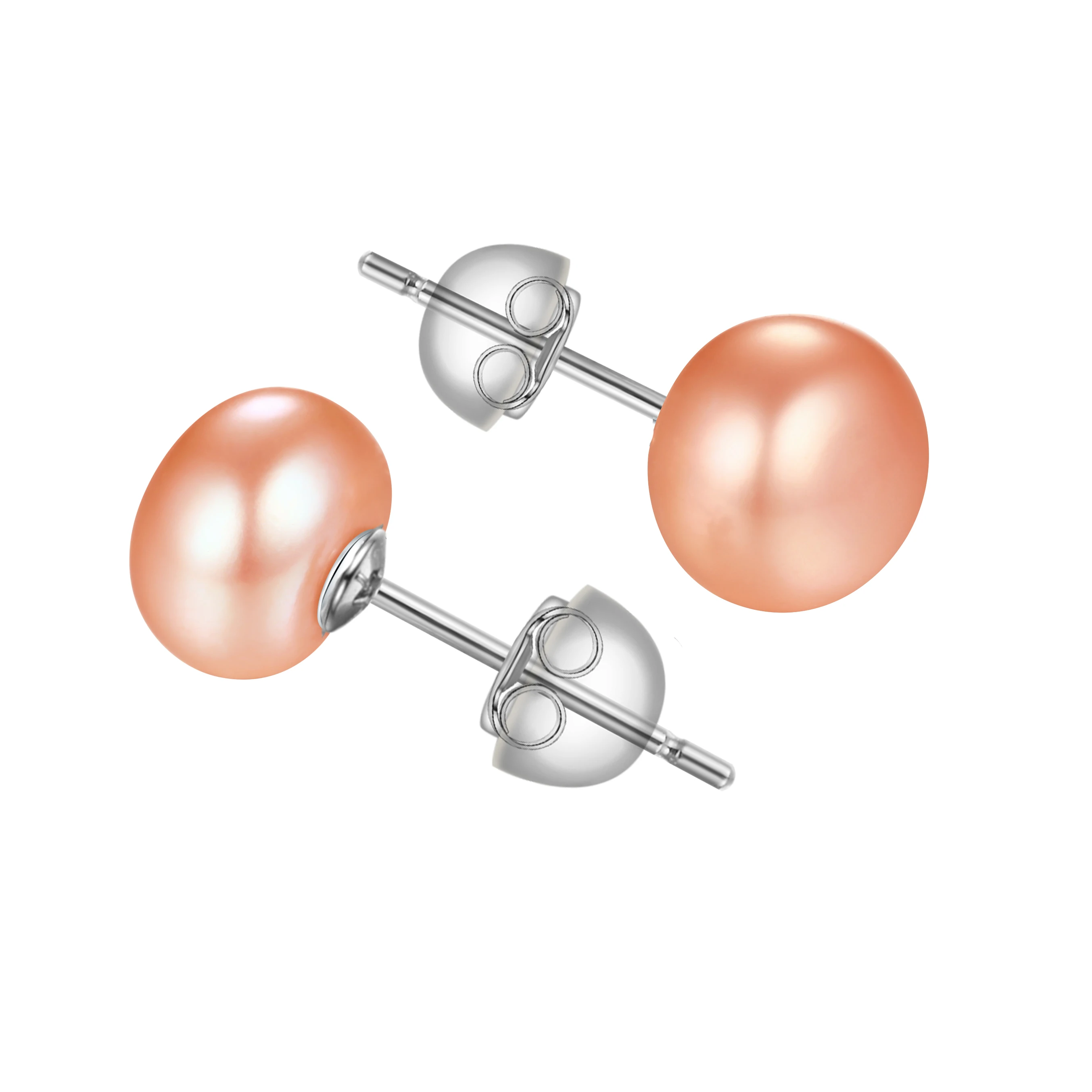 100% Natuurlijke Zoetwaterparel Stud Oorbellen Echte 925 Sterling Zilveren Oorbel Gekweekte Witte Parel Voor Vrouwen Oorbel Sieraden