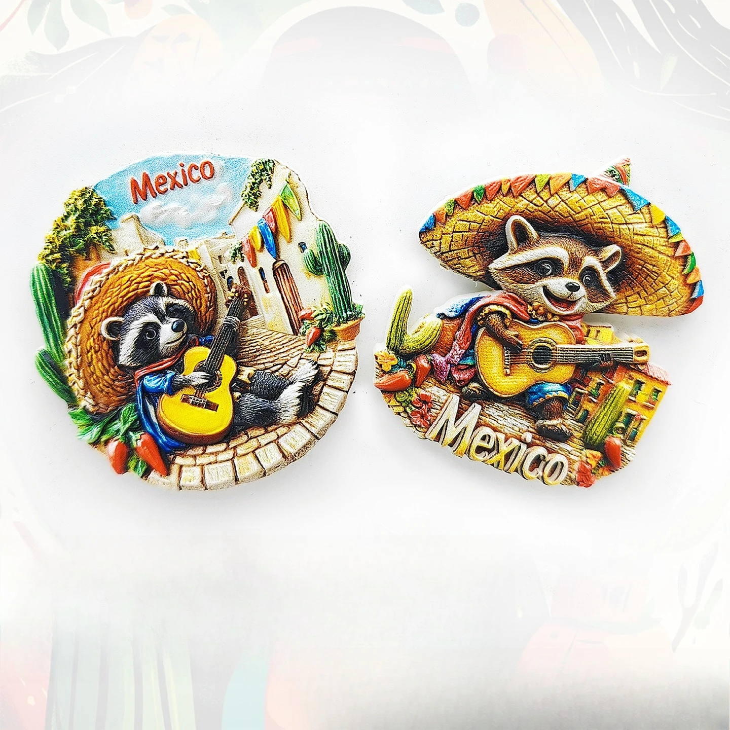 

Mexico Sombrero Guitar Raccoon 3D Fridge Magnet – Mexican Culture Travel Souvenir, Magnetic Home Decor Collectible Gift