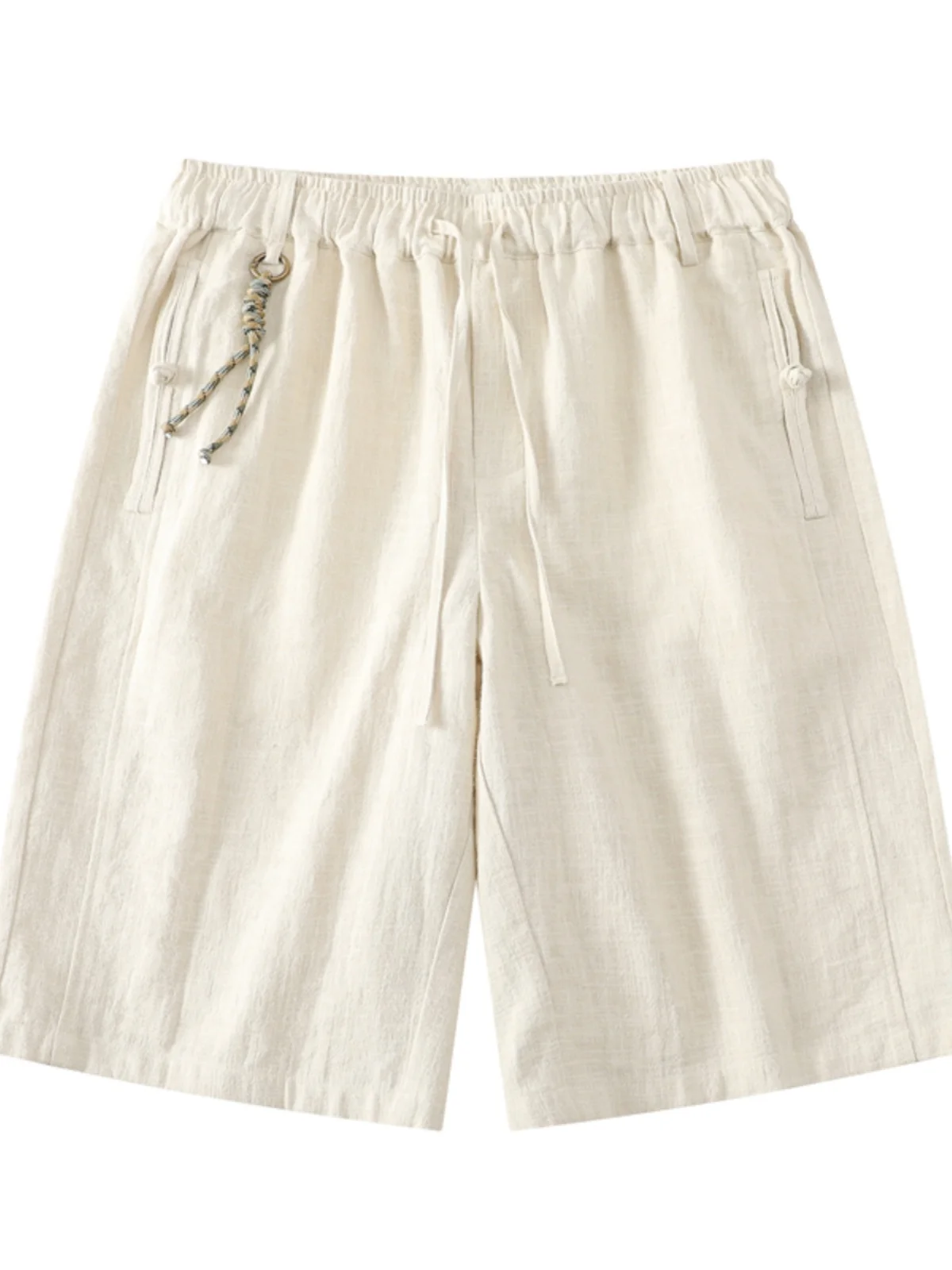

Светло-бежевые льняные мужские шорты: летние, модные, повседневные, свободные, пляжные, спортивные, дышащие, легкие, прямого кроя