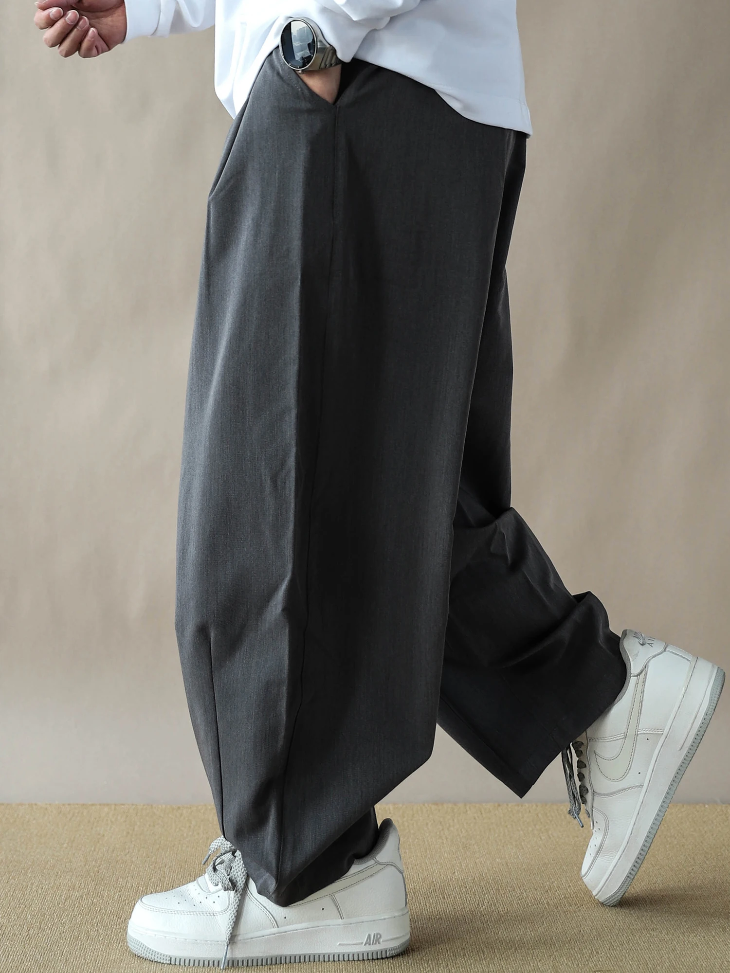 

Мужские повседневные свободные брюки-харланы с широкими штанинами, классические, из смесового хлопка и полиэстера, новинка 2026 года