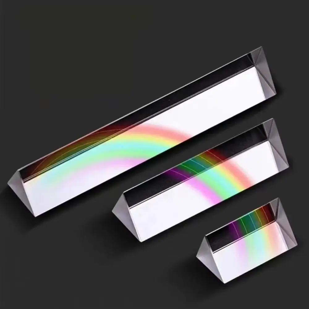 K9 Crystal Triangular Prism Seven Color Length Size Optical Prisms Mirror Color Prisms Crystal Prism Physics Classroom