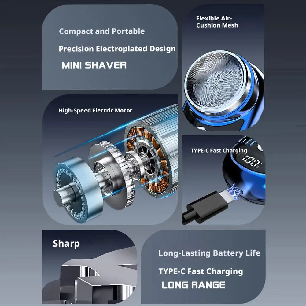 Portable Electric Travel Shaver Rechargeable Cordless Face Trimmer_voghion.com