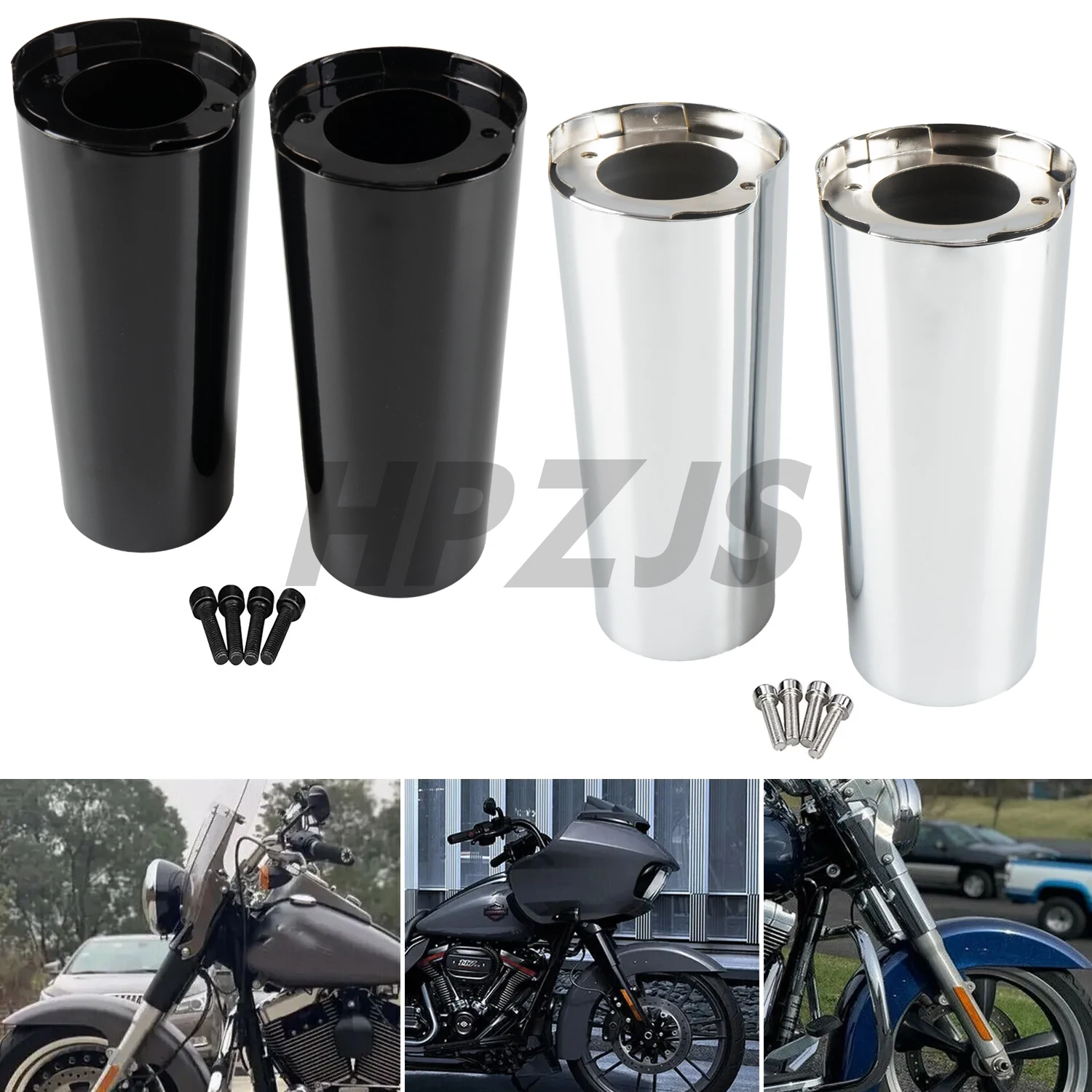 

​​+2" Extended Front Fork Boot Slider Cover For Harley Touring Electra Street Tri Glide Road King Ultra Limite 2014-2023