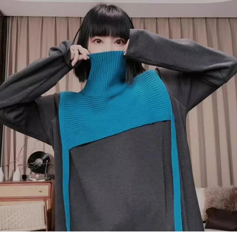 Fotografia 3: Gola de Tricô Sólida Feminina Destacável com Laço de Fita, Acessório de Roupa Versátil de Tricô Macio e Quente para o Pescoço