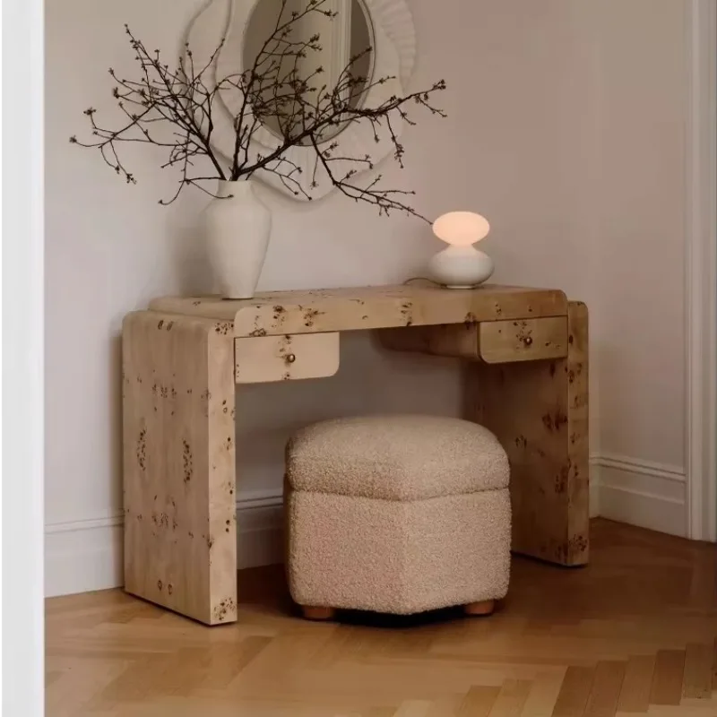 

Medieval retro solid wood desk with wabi-sabi wood veneer, suitable for home office creative simple writing desk