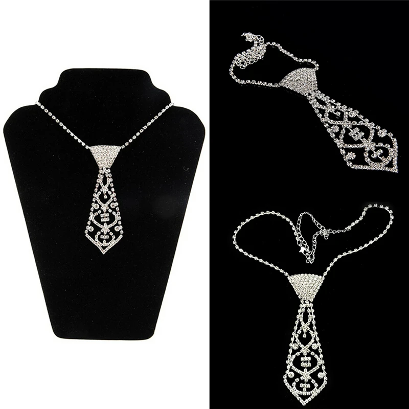 New rhinestone tie necklace, European and American super sparkling full diamond hollow necklace, women's banquet dress accessori