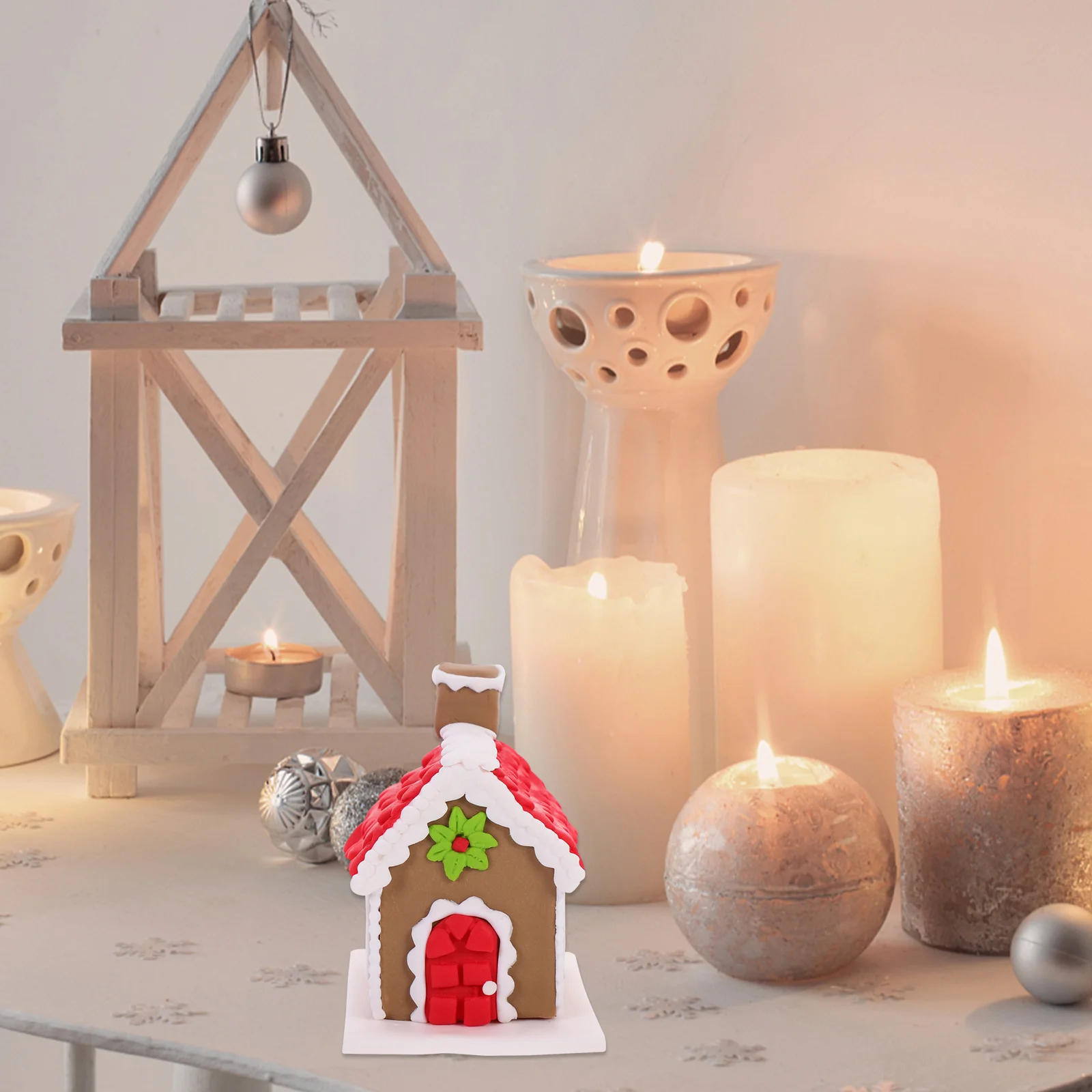 1Pcs Gingerbread Decoration Polymer Clay Christmas Ornament Xmas Candy Desktop Decor Cake Topper Festival Party