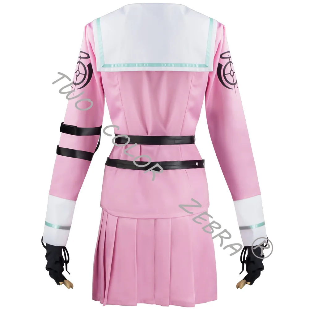 Anime Danganronpa V3 Miu Iruma Cosplay JK Costume Wig Pink Sailor Uniform Pleated Skirt Full Set for Halloween Party Roleplay view 5