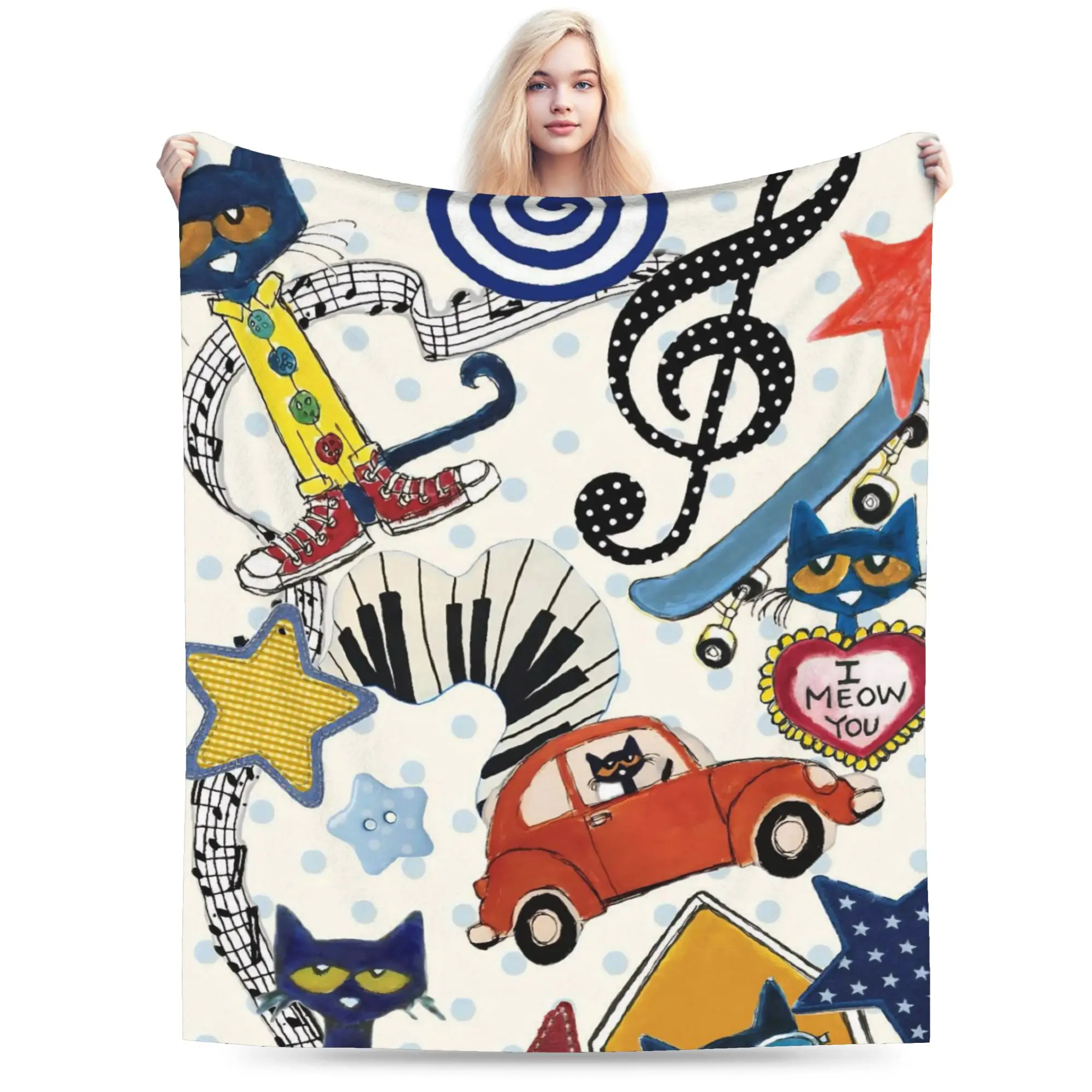 Pete The Cat Blanket Cozy Soft  Throw Blankets for Bed 50x60 Inch Multiple Sizes Quilt