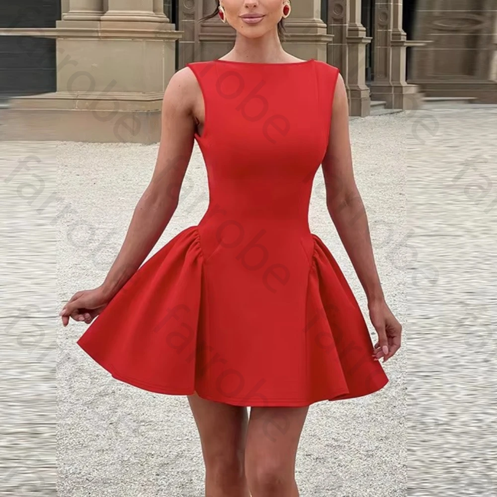 

Customized Sleeveless Backless Cocktail Dresses Elegant Solid Color Celebrity Dress Exquisite High Quality Prom Party Gown Women