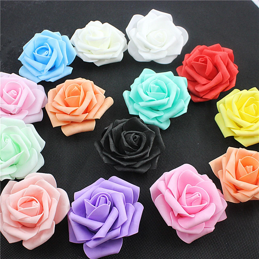 20/30/50Pcs 8CM Artificial PE Foam Rose Flowers Heads Bride Bouquet Flower For Wedding Party Decorative Scrapbooking DIY Flower