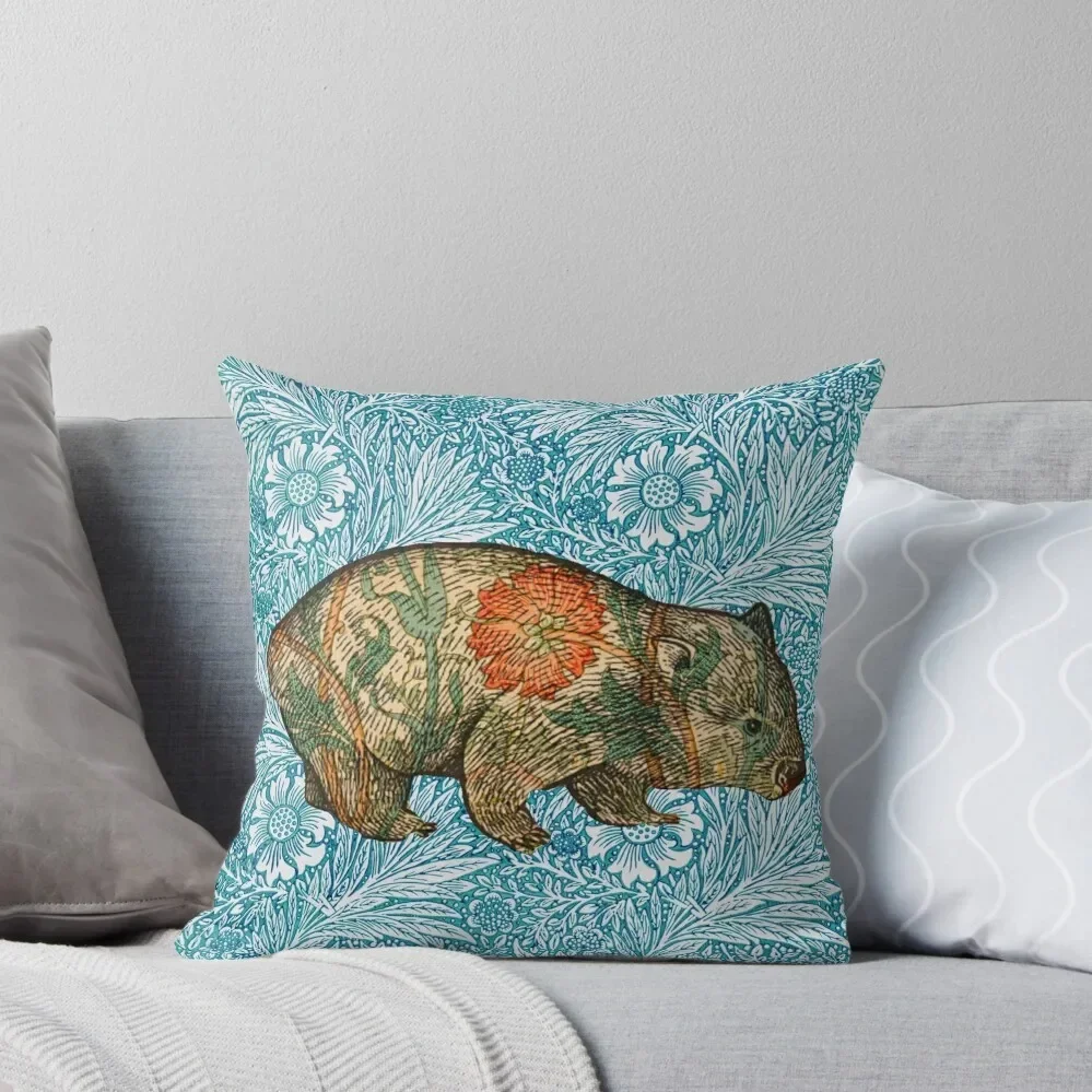 Rossetti's Wombat in Blue Marigold Throw Pillow Christmas Pillow covers for pillows Pillow Cases Decorative