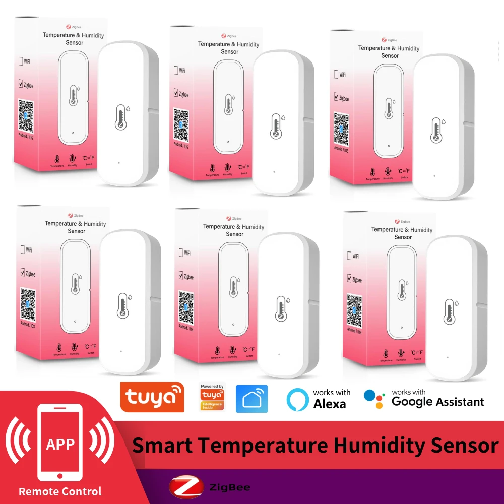 Tuya Zigbee Mini Smart Temperature Humidity Sensor Real-time Accurately Measure App Monitor Smart Home Via Alexa Google Home