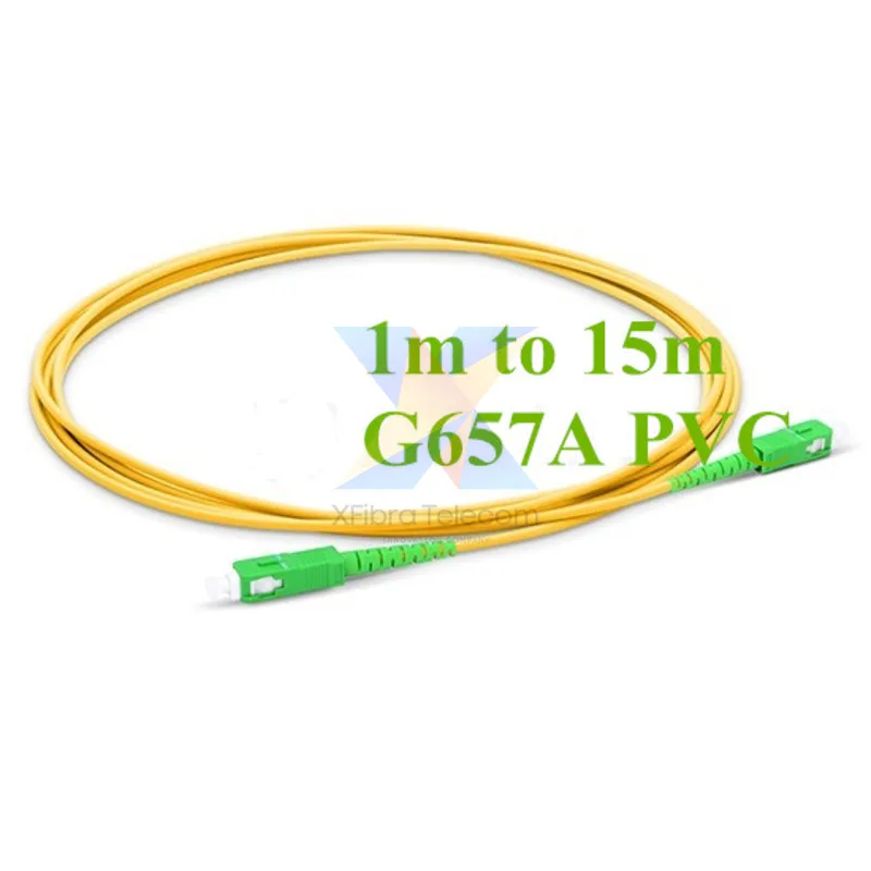 LSZH Optical Fiber Patch Cord, SC APC, PVC Jumper, SM FTTH Optic Cable, 2.0mm, G657A, 1m to 15m