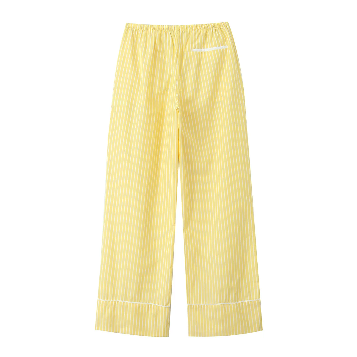 TRAF Yellow Striped Pants for Women High Waist Baggy Pants Woman Pleated Straight Leg Pants Women Summer Holiday Women\'s Pants