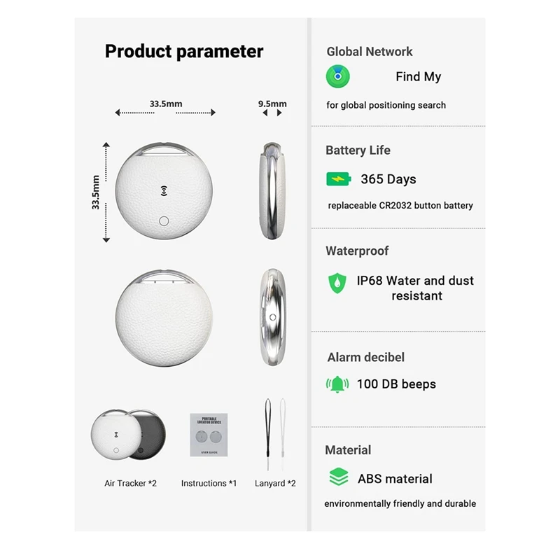 TX13 Waterproof Anti-Loss Device Anti-Lost Device FindMy Elderly, Child, and Pet Locator Global Positioning 90DB White