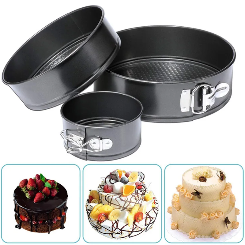 Round Cake Mold Lock Live Bottom Round Latched Bottom Non-stick Locking Cake Pan Use Carbon Steel Mold Baking Kitchen Utensils