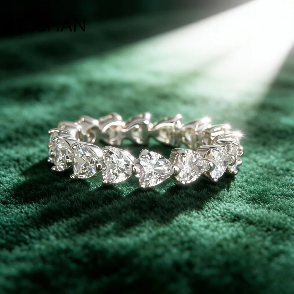 MUSHAN Luxury Jewelry Women 925 Sterling Silver Ring Wedding Bands Love Heart Moissanite Diamond D Color Rings Band Fine Jewelry