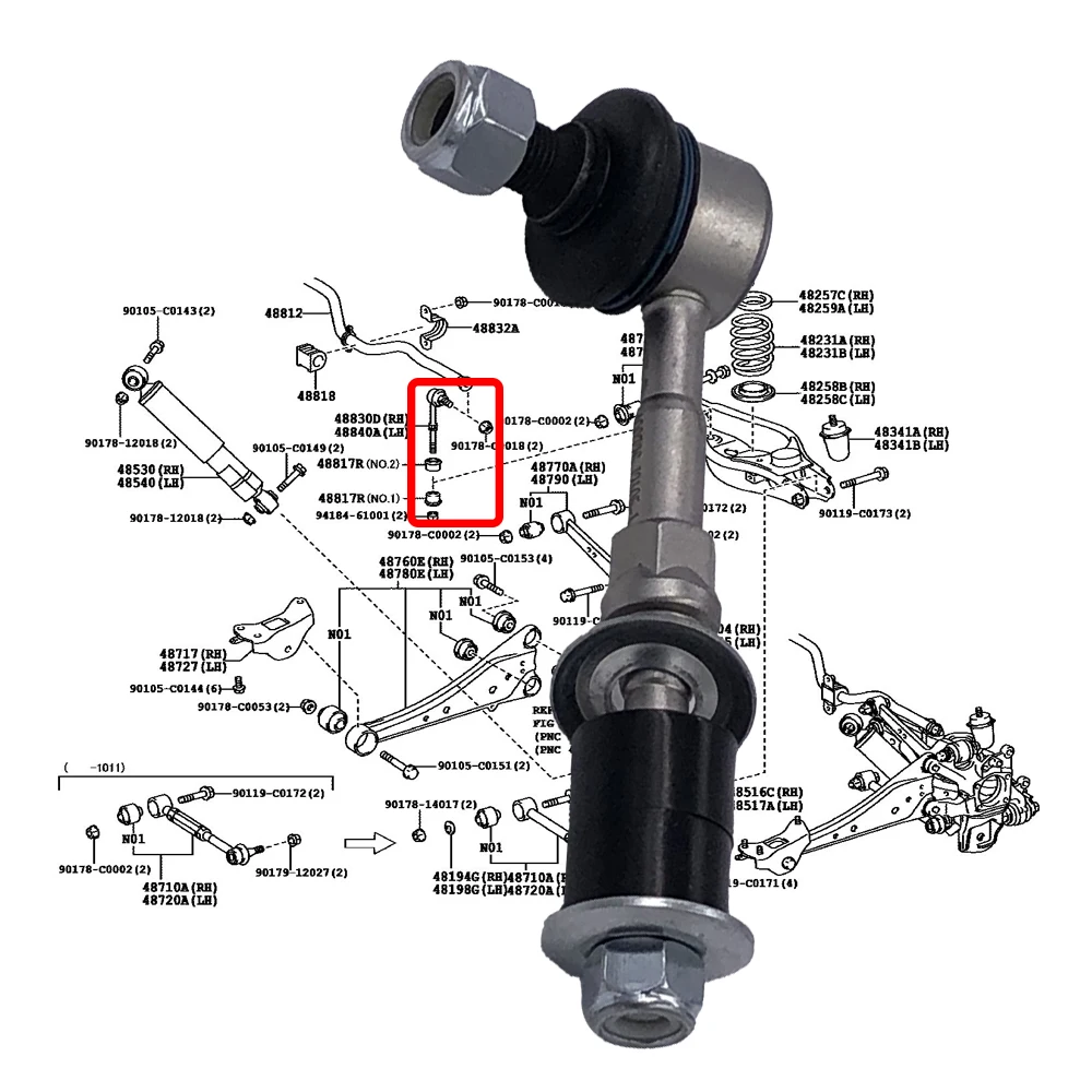 

Тяга стабилизатора задняя левая/правая для TOYOTA RAV4 XA30, LEXUS NX Series AZ10, Changan CS75 PLUS, CS75 S301, 48830-0R020
