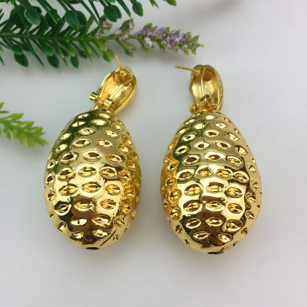 EMMA Big Drop Earrings for Women Vintage Exaggerated Female Light Weight Goldplated Earrings Jewelry FHK19835