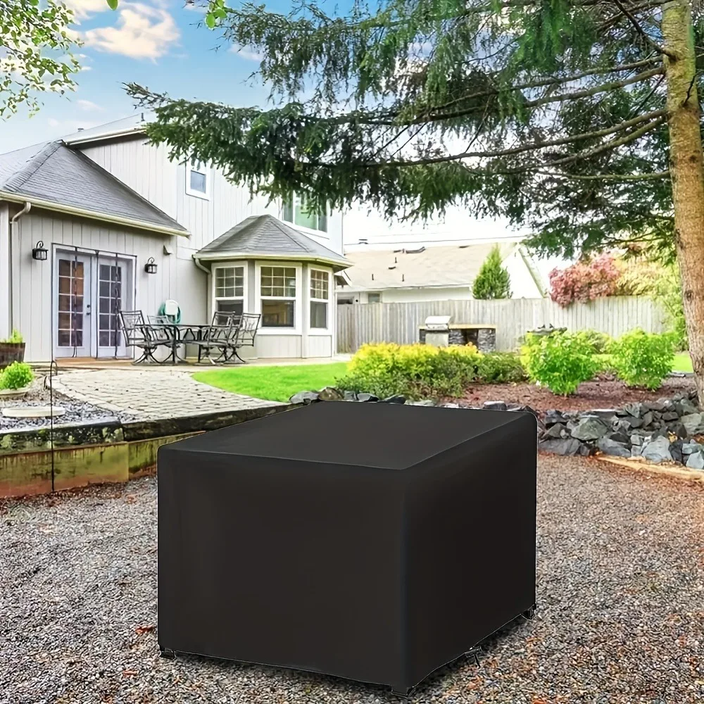 Waterproof Square Fire Pit Cover with Drawstring Closure - Durable 210T Polyester, Suitable for Outdoor Barbecue and Cooking