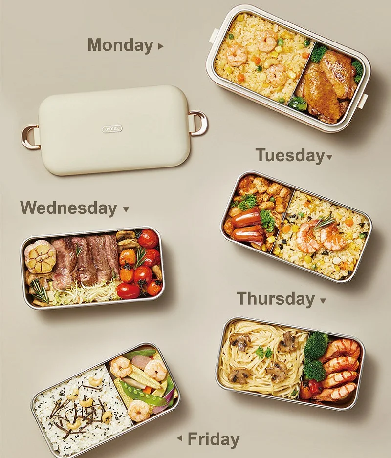 Lancheira elétrica 45w, lancheira aquecida para escritório, portátil, sem água, aquecedor de alimentos, aço inoxidável 304, lancheira isolada, 800ml