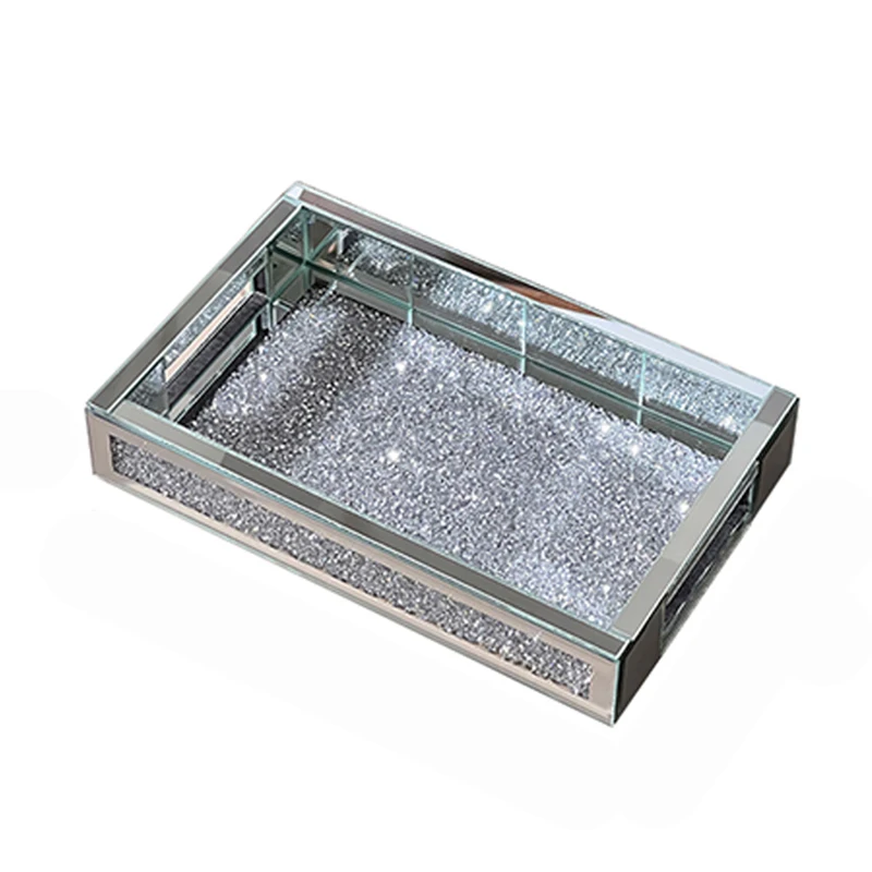 High End Diamond Inlaid Tray Modern Decor Service Tray Home Desktop Skincare Jewelry Organization Storage Trays Decorative