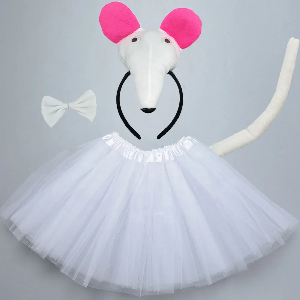 Costume de Rat et de Souris Grise pour Femme et Fille, Ensemble de Tutu, Bandeau de Sauna, Nministériels d Papillon, Queue, Cosplay, ixd'Anniversaire, Halloween, Noël