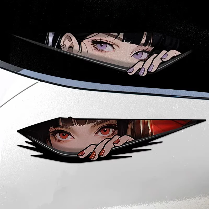 1Pair Anime Eyes JDM Style Motorcycle Stickers Waterproof for Motorbike Fuel Tank Electric Scooter Body Universal Vinyl Decals