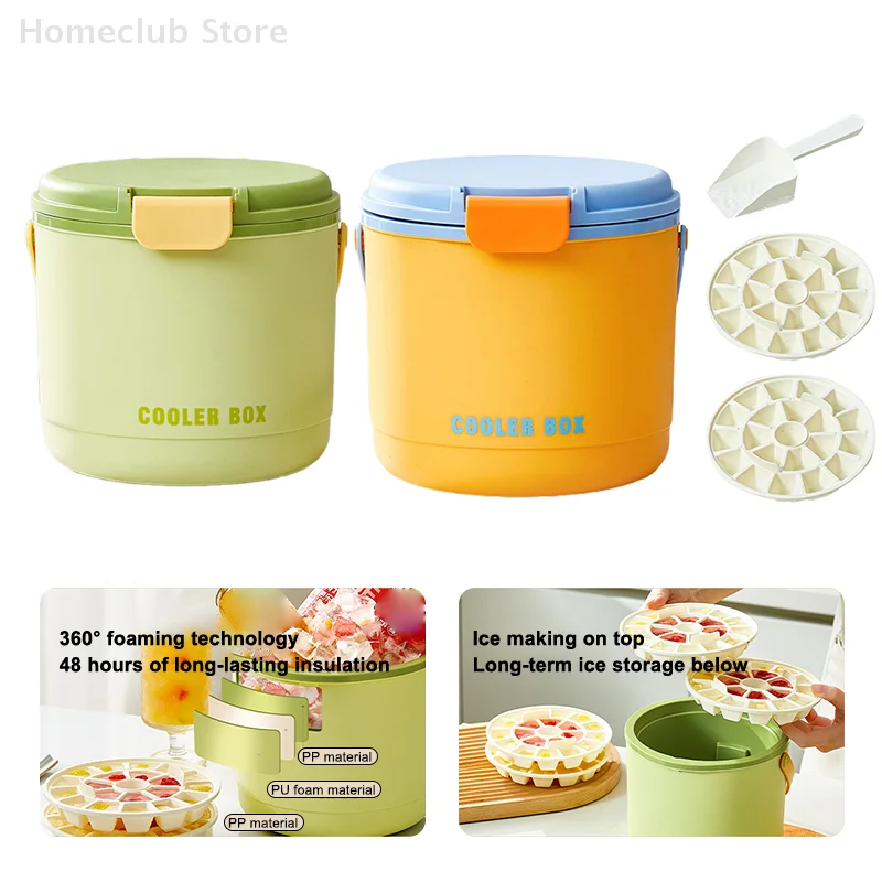 

2.6L Ice Tray With Lid & Bin, Multi-Purpose Ice Bucket Drink Chiller Bucket Ice Storage Bucket For Refrigerator