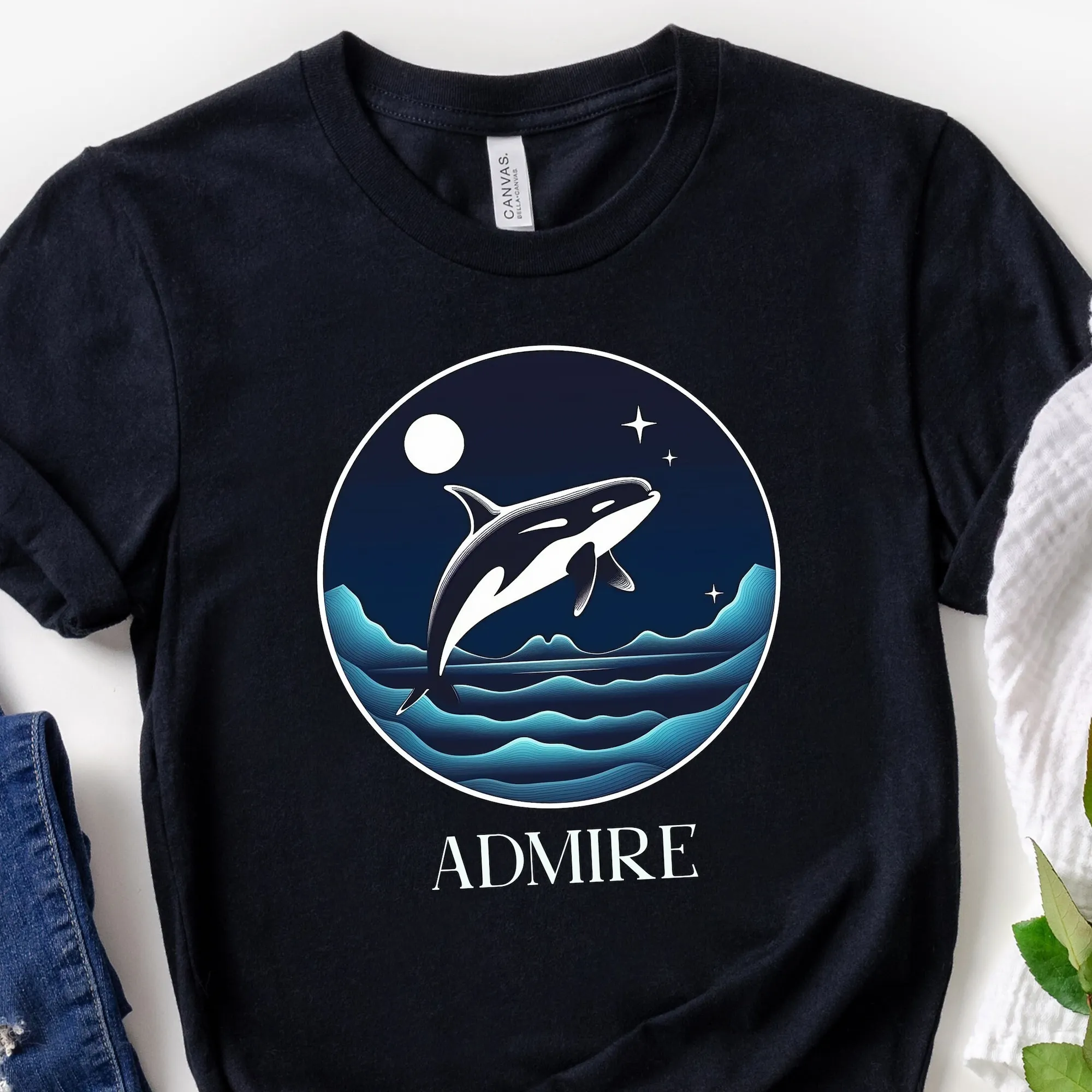 Admire Whale T Shirt Art Print Beach Orca Save The Ocean Killer