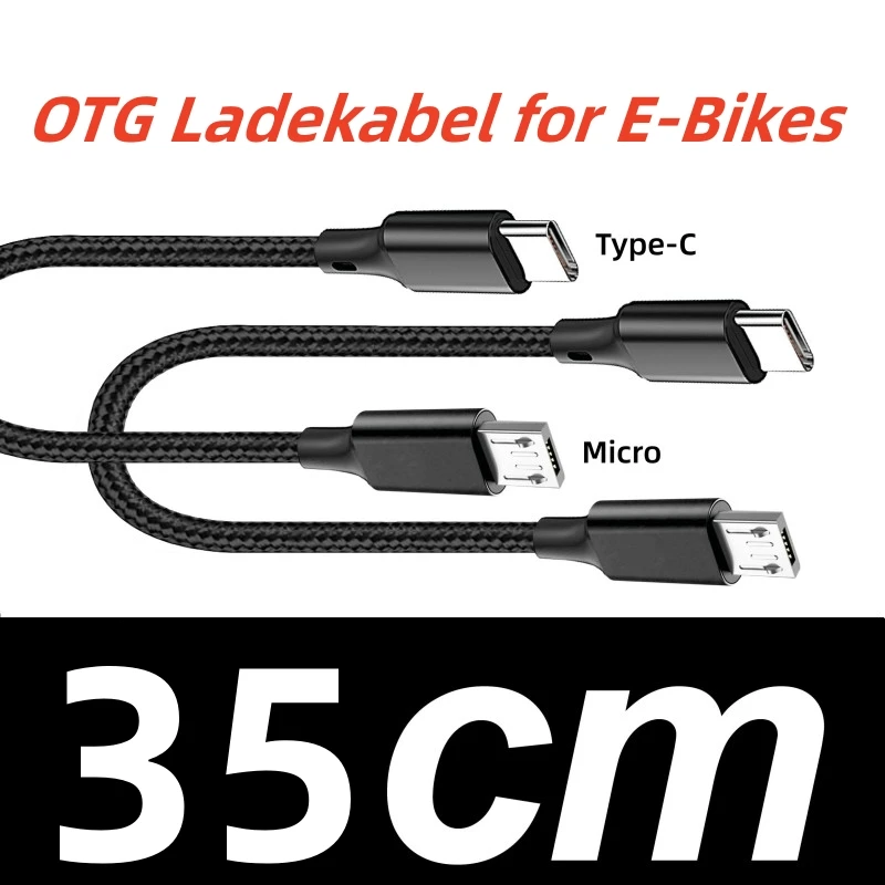 35CM E-Bike Micro A to USB C Charging Cable for Bosch E-Bike Display Charging Direction from Display to Smartphone OTG