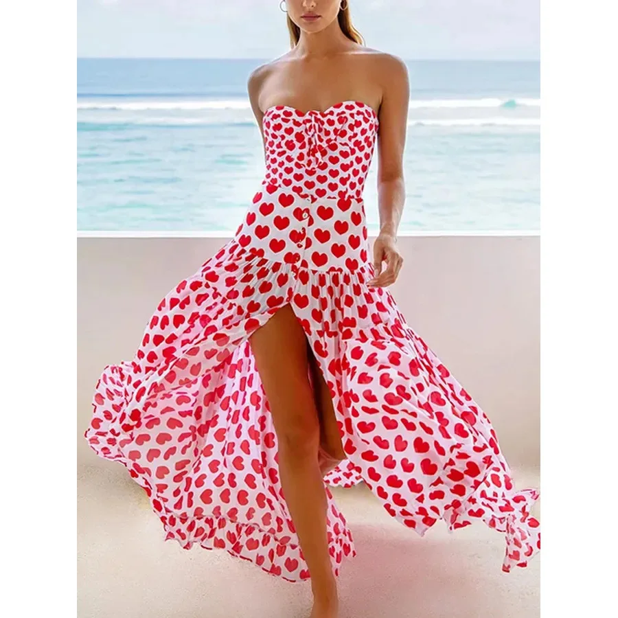 2025 New One-piece Swimsuit Women,Fashion Red Dots Swimwear Set with Chiffon Skirt,Sexy Hot Spring Bathing Suit,Lady Beach Wear