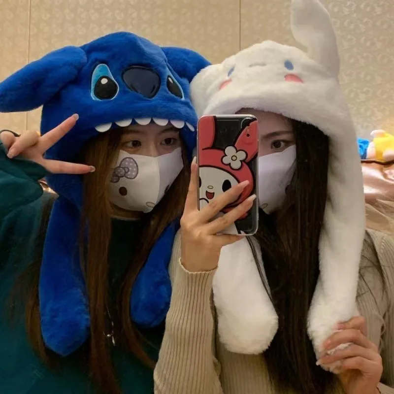 Disney Stitch Cartoon Long Ear Cosplay Hat Cute Decorative Winter Rabbit Caps Colorful Toys FOR Boy Girl New