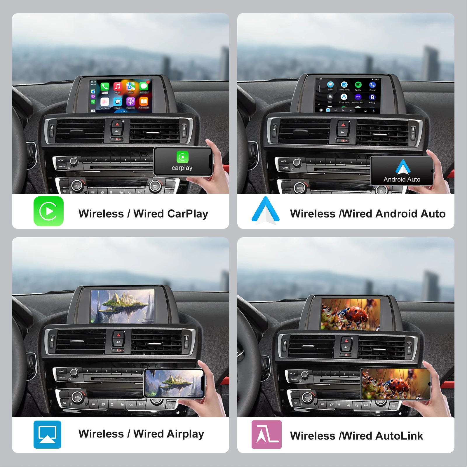 Drahtloses CarPlay Android AUTO für BMW 1 2er F20 F21 F22 F23 F45 2011–2020 NBT EVO mit MirrorLink Airplay Rückkamera