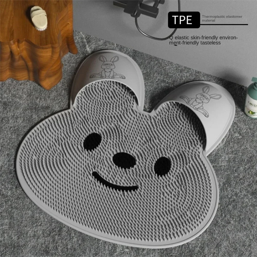 Silicone Rabbit Foot Rubbing Artifact Bathroom Non-Slip Mat Back Rubbing Massage Mat Bath Washing Foot Peeling Shower Room Floor