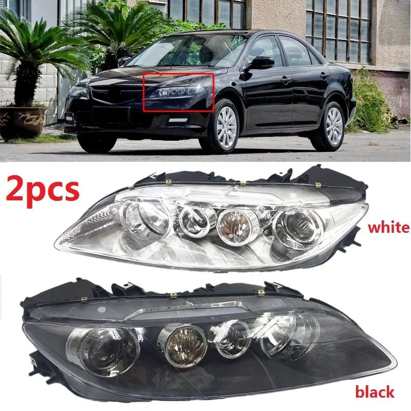 CAPQX 2PCS For Mazda 6 Mazda6 2003-2015 Front headlight headlamp head light head lamp Black /White/black gold Backdrop