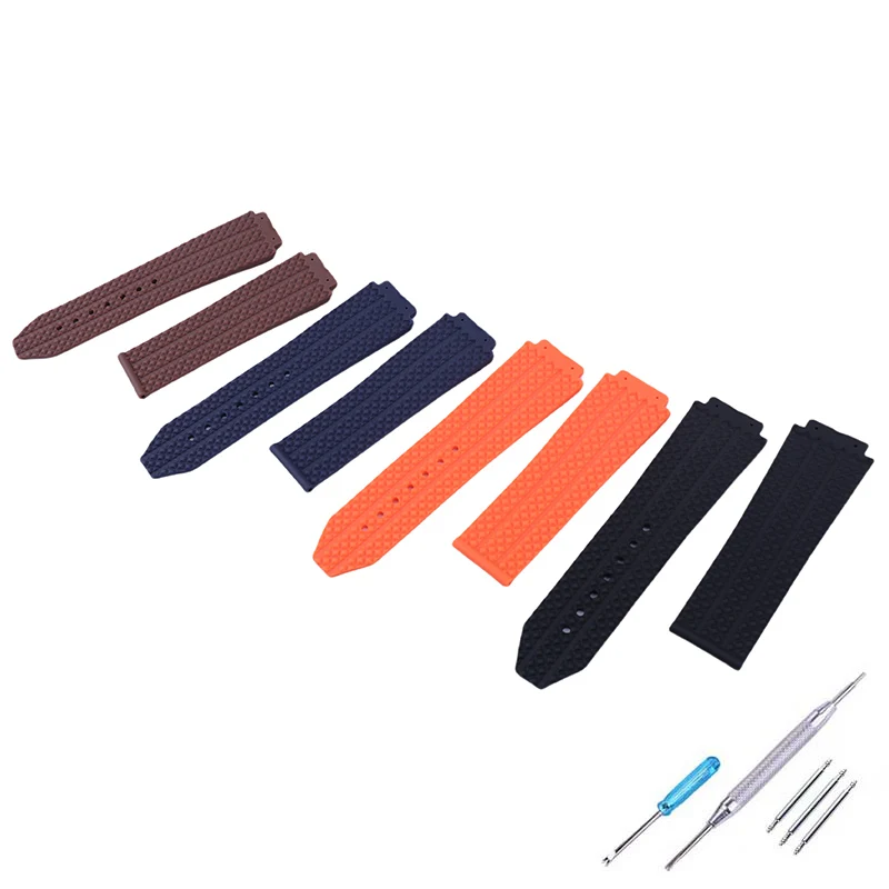 19x26 مللي متر الرجال حزام ساعة مطاطي الملحقات المتوافقة مع Hublot Big Bang ساعة الرياضة في الهواء الطلق ساعات سيليكون الفرقة الأساور