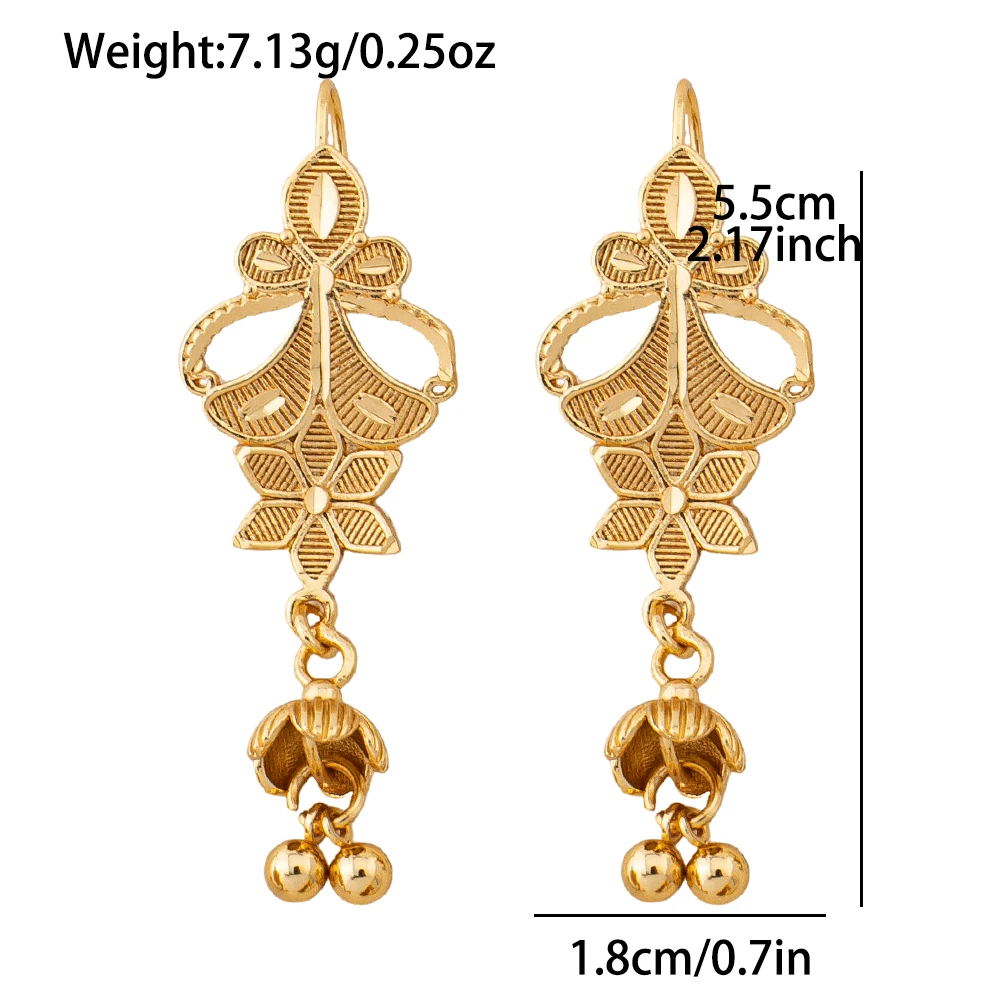 Six-petaled Flower Drop Earrings Jewelry Alloy Gold Plating Daily Wear Jewelry Accessories for Women Daily Date Wear Gifts