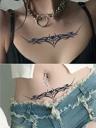 8pcs Succubus Waterproof Temporary Tattoo, Lasting 1-2 Weeks, for Abdomen and Waist, Realistic Semi-Permanent Fake Tattoo