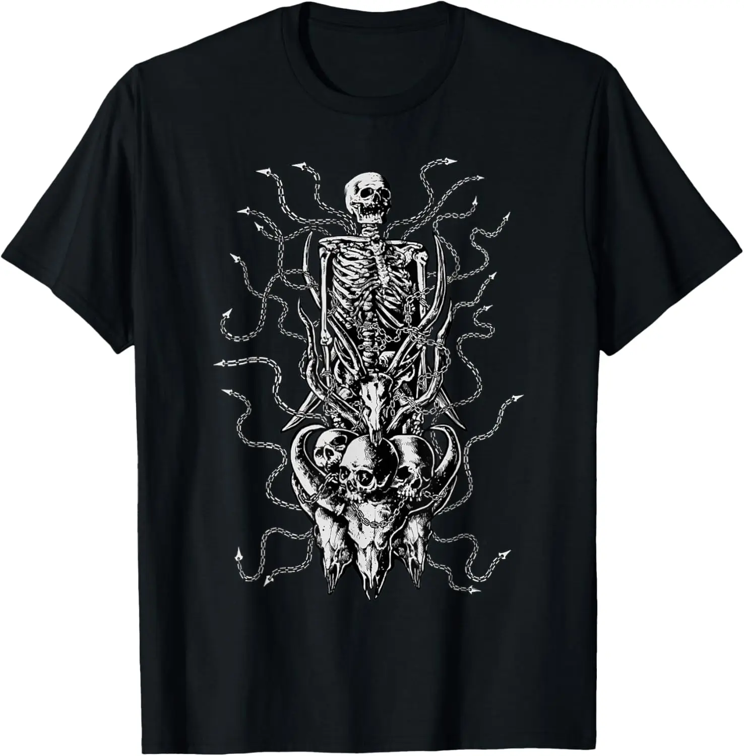 Cruel Bondage Snakes Skulls Skeleton Gothic (Black) T-Shirt