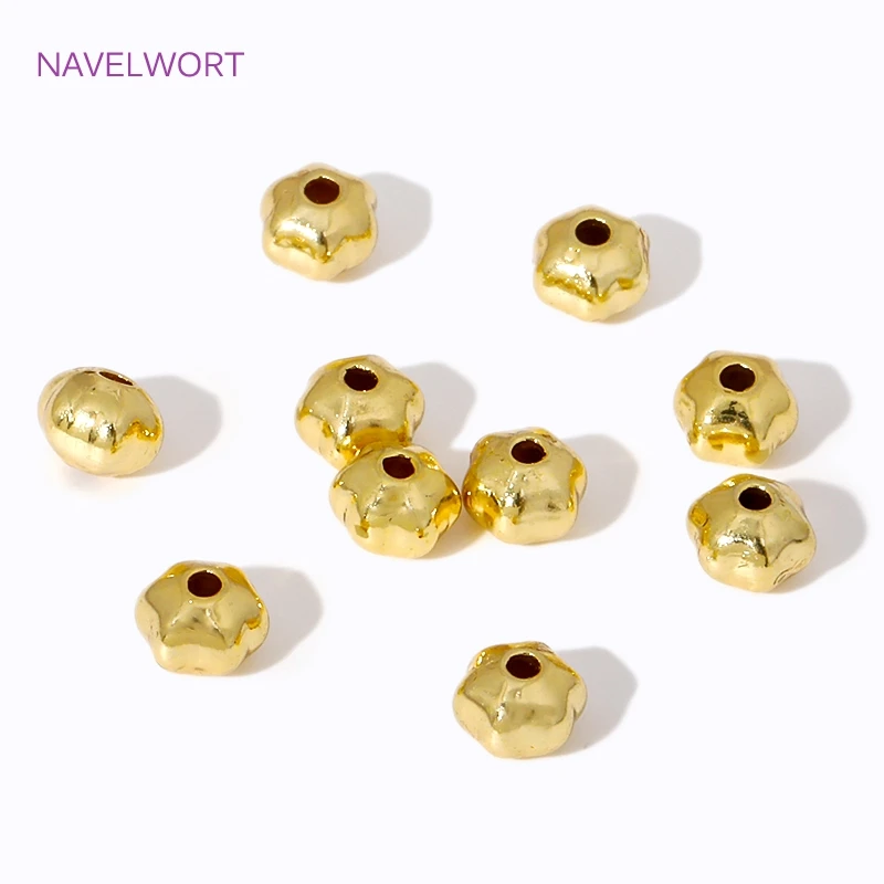 4mm Brass 18K Gold Plated Hexagonal Spacer Beads,Separators For Beads,For Bracelet Necklace Making DIY Jewelry Making Supplies