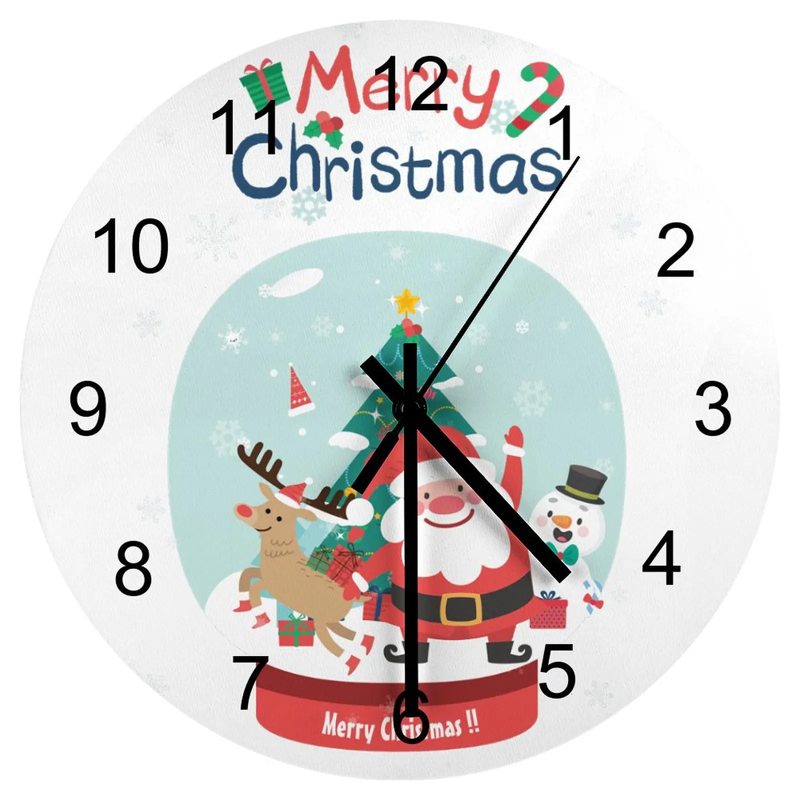 

Nursery Wall Clock Santa Claus Clocks 12 inch Mute Wood Round Creative Patterned Novelty