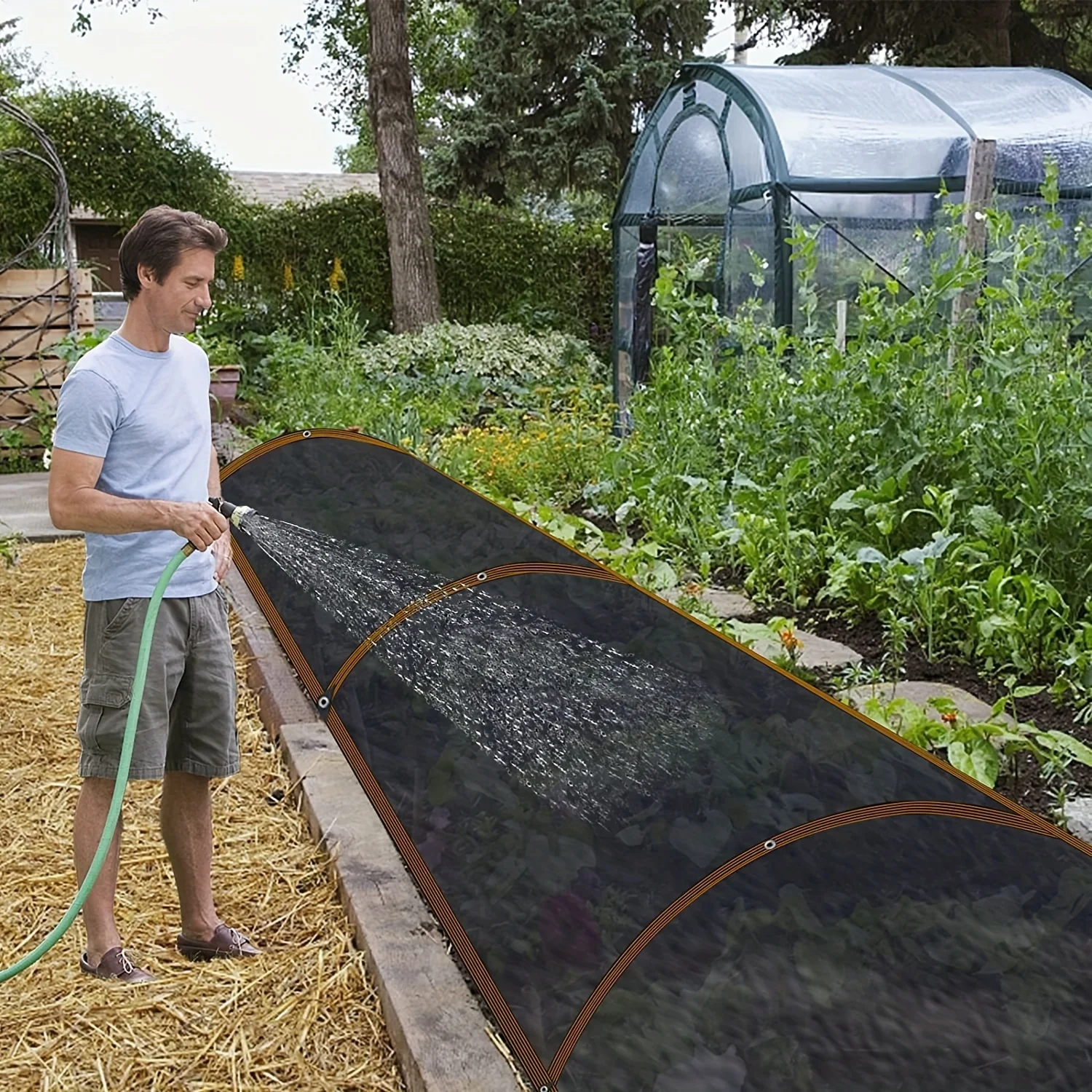 1pc Black Shade Cloth Sunblock Mesh Cover Taped Edge With Grommets Sun Net For Pergola Plants Greenhouse, Gardens, Patio, Canopy