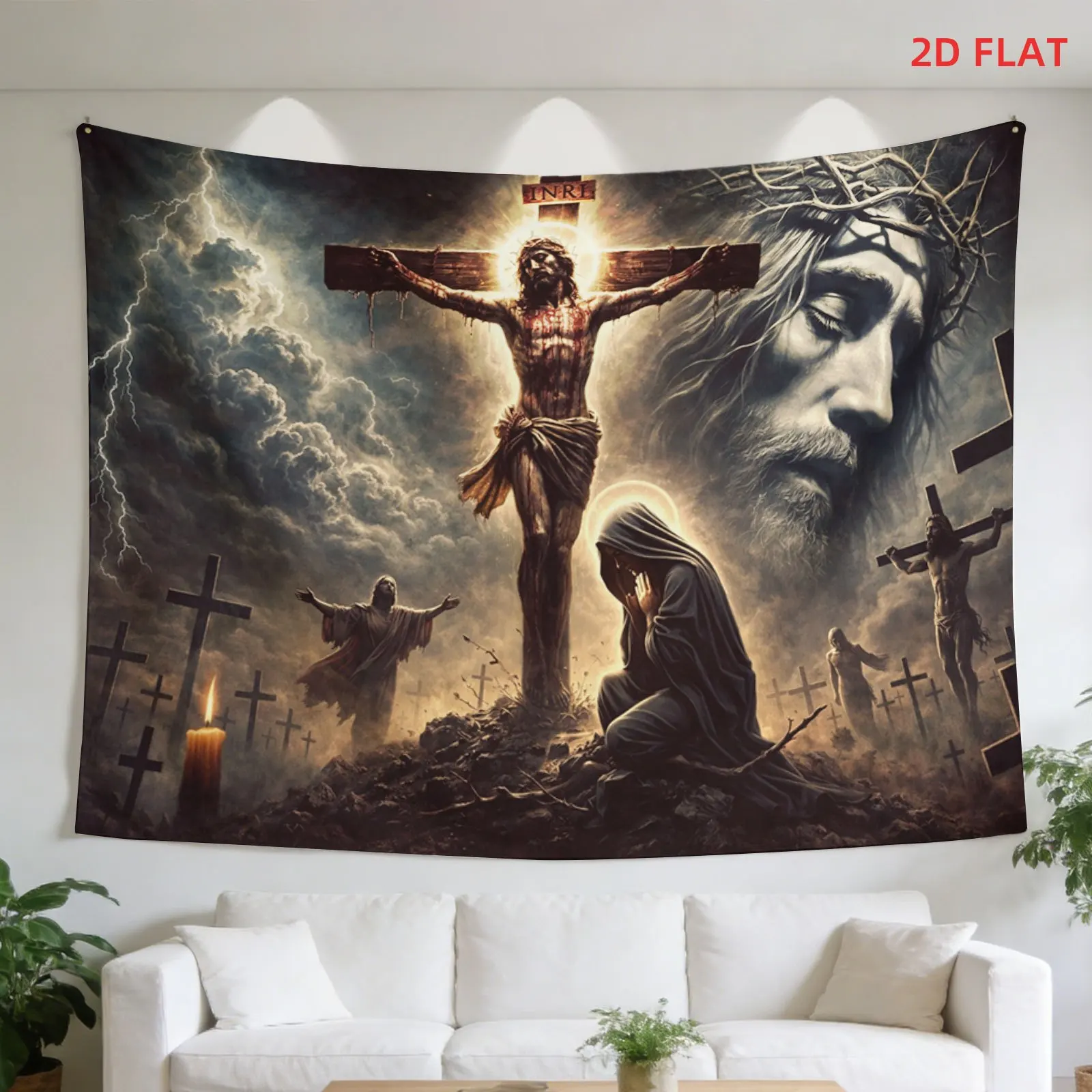 Epic Religious Crucifixion Scene Wall Hanging Christian Art Decor for Church Home Sanctuary