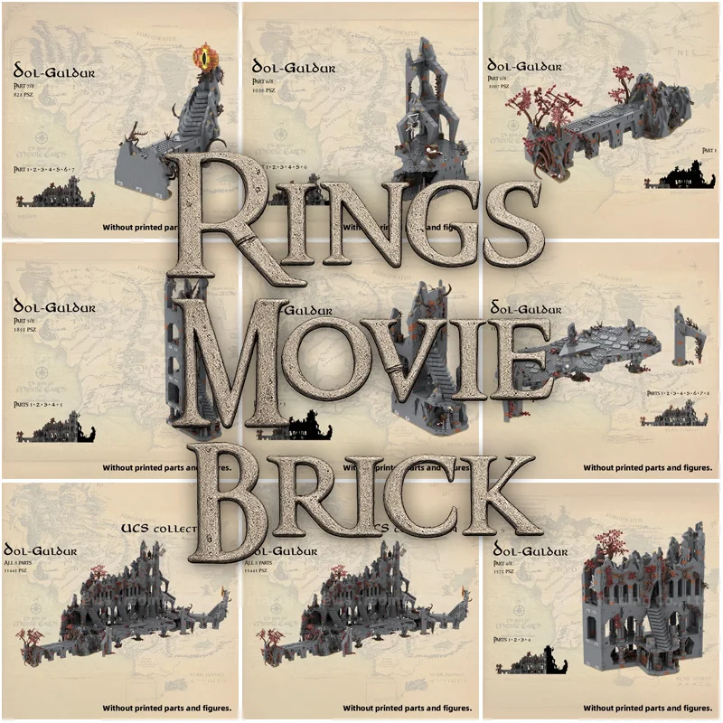 

Ежемесячный сюрприз, кольца для вызова, расширение фильма, темный замок, строительные блоки, кирпичи, архитектура, подарок для фанатов, дисплей на Рождество