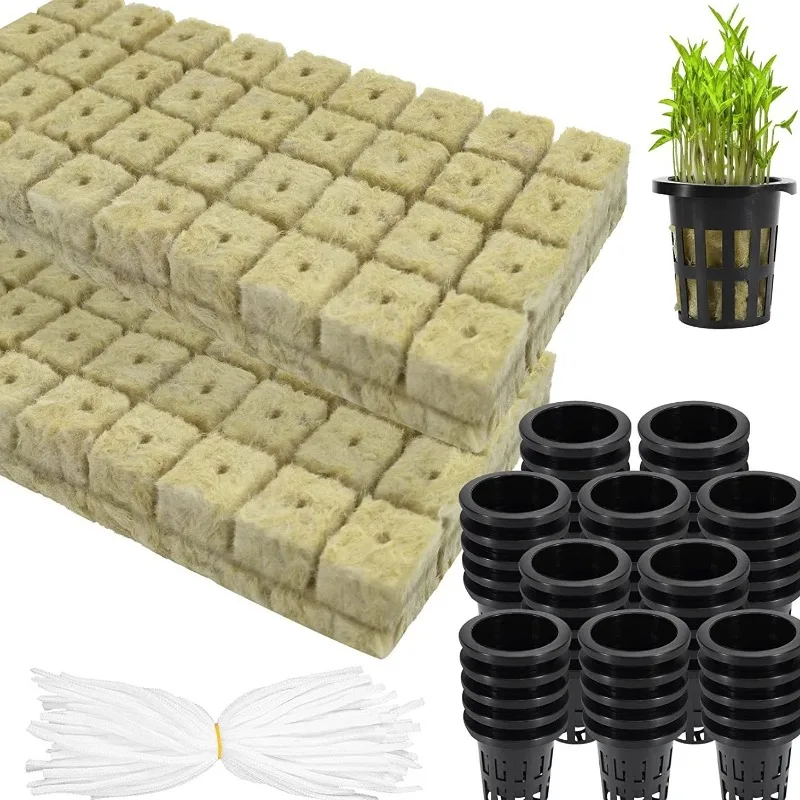 72-Pack Hydroponic Rockwool Cubes with Net Pots - Complete Starter Kit for Indoor Herb & Vegetable Growing