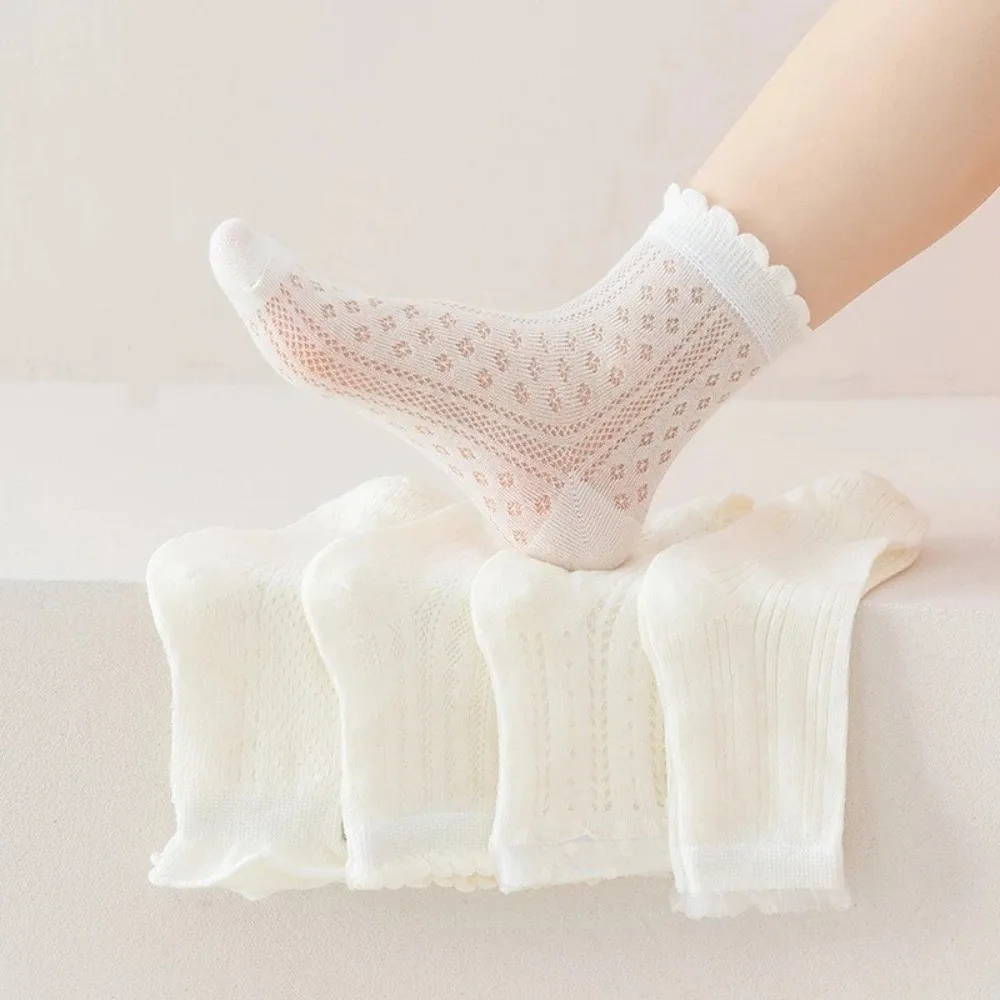 

Mesh Design Children Mesh Socks Lace Trim Thin Fabric Breathable Kids Socks Ankle Length Breathable Material